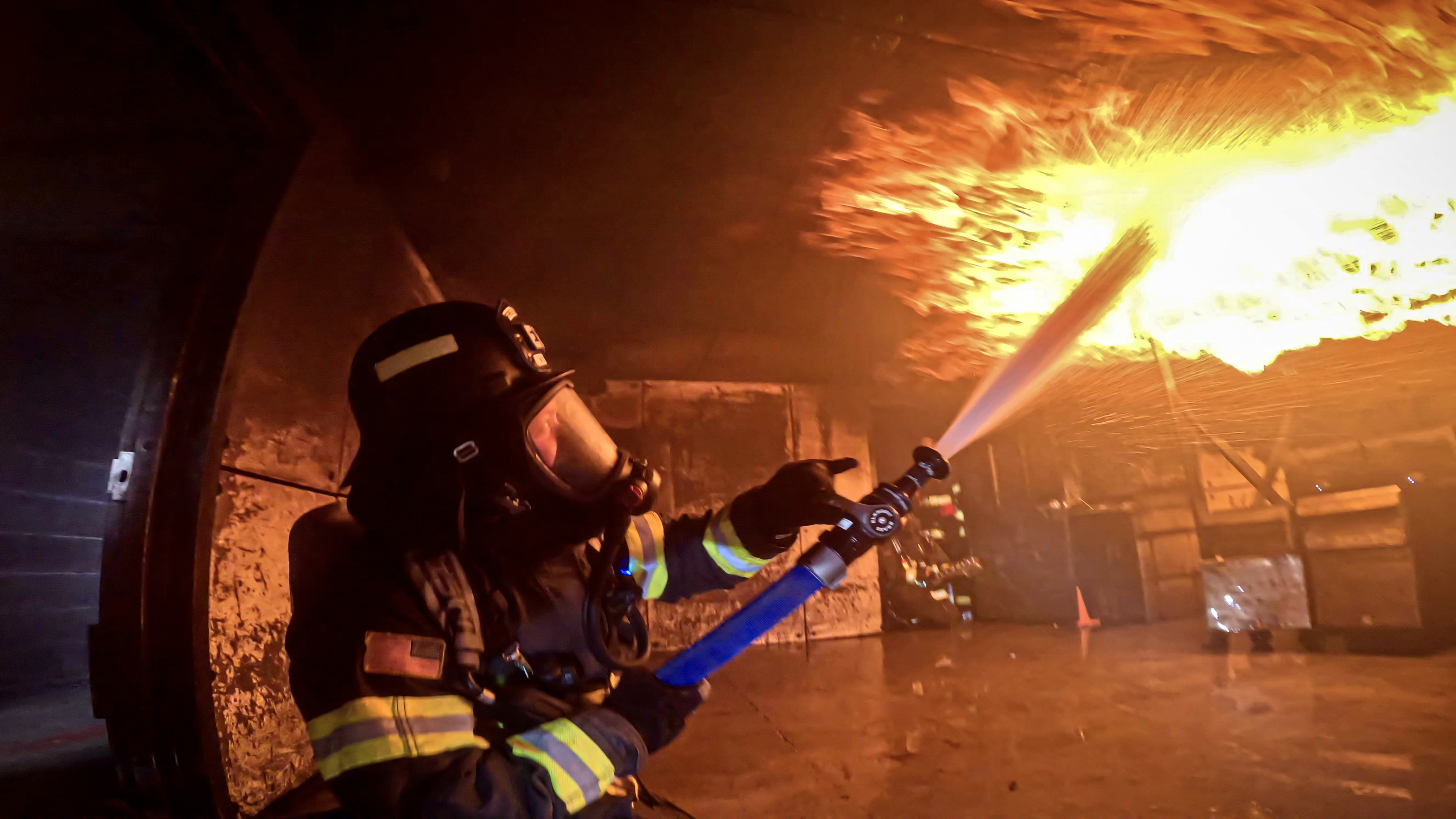 Firefighter training drill